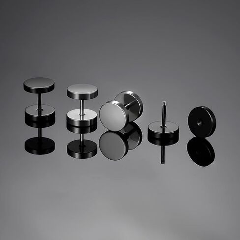 MDFUN مقياس مزيف 316L جراحي من الفولاذ المقاوم للصدأ عيون شريرة مستديرة دمبل ترصيع مسطح in Kuwait