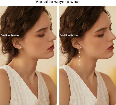 FUNRUN JEWELRY Pearl Necklace for Women 14K Gold Plated Pearl Jewelry Set Adjustable Pearl Choker Necklace Bracelet Pearl Drop Earrings Dainty Wedding Pearl Jewelry in Kuwait