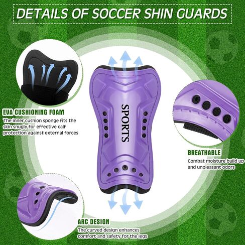 2 Pairs of Kids Shin Guards with Girls Soccer Socks Protective Soccer Shin Guards Soccer Gear for 3-6, 6-10, 10-15 Years Old Girls Boys Children Teens Games Protection Equipment in Saudi Arabia