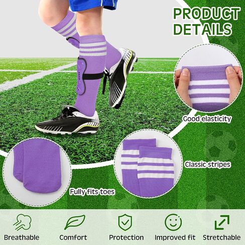 2 Pairs of Kids Shin Guards with Girls Soccer Socks Protective Soccer Shin Guards Soccer Gear for 3-6, 6-10, 10-15 Years Old Girls Boys Children Teens Games Protection Equipment in Saudi Arabia