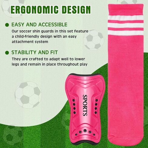 2 Pairs of Kids Shin Guards with Girls Soccer Socks Protective Soccer Shin Guards Soccer Gear for 3-6, 6-10, 10-15 Years Old Girls Boys Children Teens Games Protection Equipment in Saudi Arabia