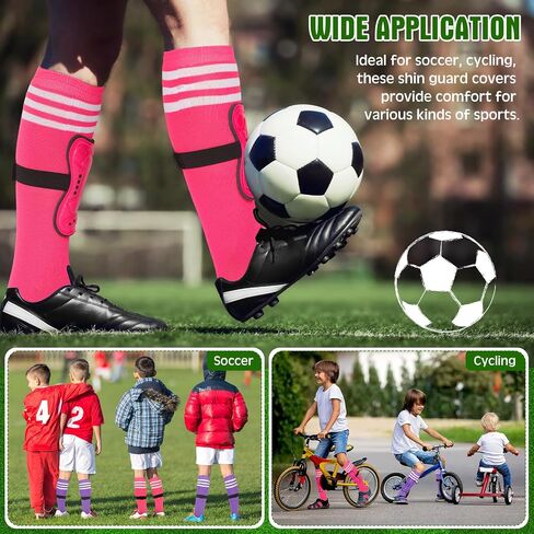 2 Pairs of Kids Shin Guards with Girls Soccer Socks Protective Soccer Shin Guards Soccer Gear for 3-6, 6-10, 10-15 Years Old Girls Boys Children Teens Games Protection Equipment in Saudi Arabia