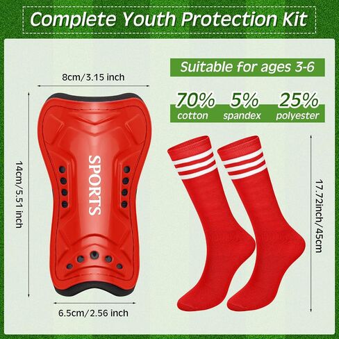 2 Pairs of Kids Shin Guards with Girls Soccer Socks Protective Soccer Shin Guards Soccer Gear for 3-6, 6-10, 10-15 Years Old Girls Boys Children Teens Games Protection Equipment in Saudi Arabia