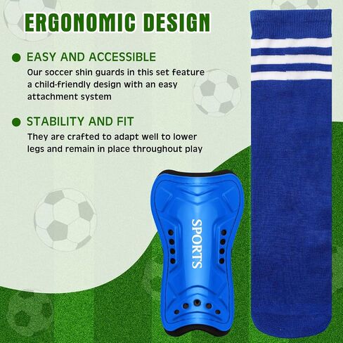 2 Pairs of Kids Shin Guards with Girls Soccer Socks Protective Soccer Shin Guards Soccer Gear for 3-6, 6-10, 10-15 Years Old Girls Boys Children Teens Games Protection Equipment in Saudi Arabia