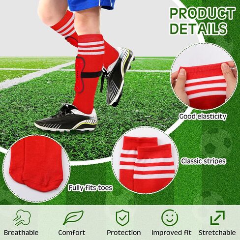 2 Pairs of Kids Shin Guards with Girls Soccer Socks Protective Soccer Shin Guards Soccer Gear for 3-6, 6-10, 10-15 Years Old Girls Boys Children Teens Games Protection Equipment in Saudi Arabia