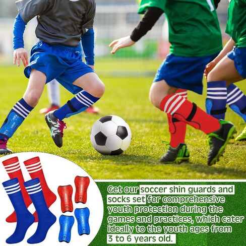 2 Pairs of Kids Shin Guards with Girls Soccer Socks Protective Soccer Shin Guards Soccer Gear for 3-6, 6-10, 10-15 Years Old Girls Boys Children Teens Games Protection Equipment in Saudi Arabia