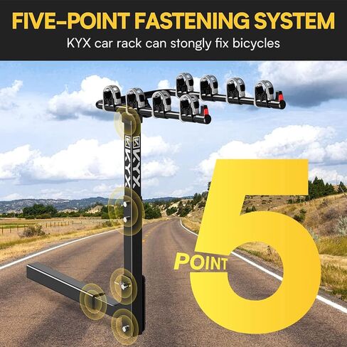 Bike Car Rack, 3 Bicycles Rack Mount Carrier with 2 in. Hitch Receiver, 143LBS Capacity Stable Steel Frame with Foldable and Tilt-Away Modes for Car SUV Truck Vans, Easy Assembly, Safe Locking, Black in Saudi Arabia
