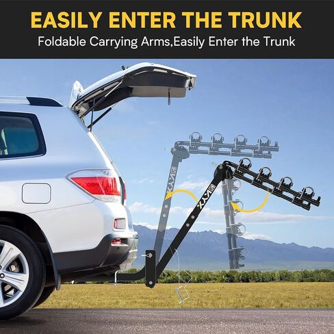 Bike Car Rack, 3 Bicycles Rack Mount Carrier with 2 in. Hitch Receiver, 143LBS Capacity Stable Steel Frame with Foldable and Tilt-Away Modes for Car SUV Truck Vans, Easy Assembly, Safe Locking, Black in Saudi Arabia