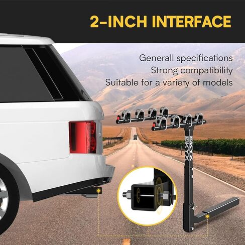 Bike Car Rack, 3 Bicycles Rack Mount Carrier with 2 in. Hitch Receiver, 143LBS Capacity Stable Steel Frame with Foldable and Tilt-Away Modes for Car SUV Truck Vans, Easy Assembly, Safe Locking, Black in Saudi Arabia
