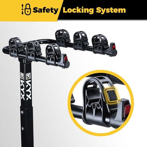 Bike Car Rack, 3 Bicycles Rack Mount Carrier with 2 in. Hitch Receiver, 143LBS Capacity Stable Steel Frame with Foldable and Tilt-Away Modes for Car SUV Truck Vans, Easy Assembly, Safe Locking, Black in Saudi Arabia