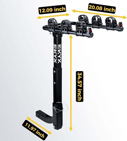 Bike Car Rack, 3 Bicycles Rack Mount Carrier with 2 in. Hitch Receiver, 143LBS Capacity Stable Steel Frame with Foldable and Tilt-Away Modes for Car SUV Truck Vans, Easy Assembly, Safe Locking, Black in Saudi Arabia