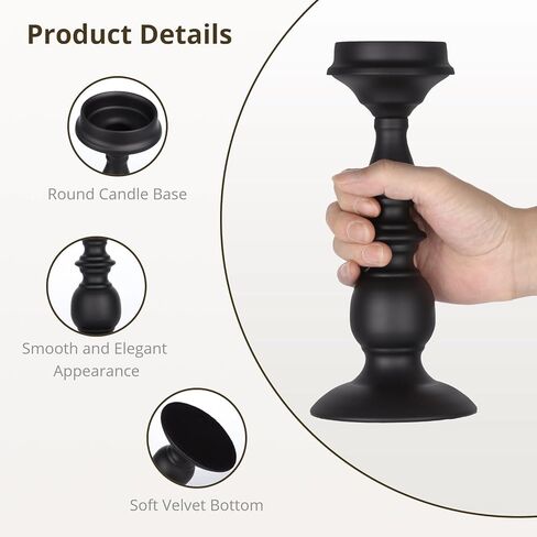 3 قطع حامل شموع حديدية تقف 5.3/6.8/9.1 بوصة طويل القامة عمود حامل شموع مجموعة شموع معطرة سوداء تقف الرجعية الجدول محور ديكور للمدفأة in Kuwait