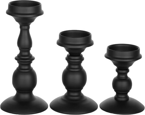 3 قطع حامل شموع حديدية تقف 5.3/6.8/9.1 بوصة طويل القامة عمود حامل شموع مجموعة شموع معطرة سوداء تقف الرجعية الجدول محور ديكور للمدفأة in Kuwait
