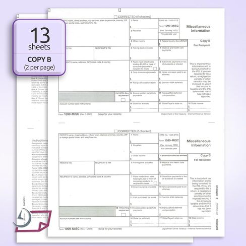 NextDayLabels 1099 MISC Forms for 2023, 4-Part Tax Forms, Vendor Kit of 25 Laser Forms and 25 Self-Seal Envelopes, Forms Designed for QuickBooks and Other Accounting Software in Saudi Arabia