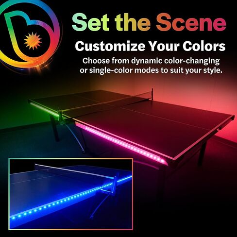 Brightz LED Ping Pong Table Light - Electrify Your Gameplay Experience! 12-Foot Light Strip for Ping Pong Tables - Color Changing or Solid Color Modes (Table Not Included) in Kuwait