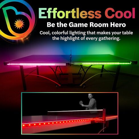 Brightz LED Ping Pong Table Light - Electrify Your Gameplay Experience! 12-Foot Light Strip for Ping Pong Tables - Color Changing or Solid Color Modes (Table Not Included) in Kuwait