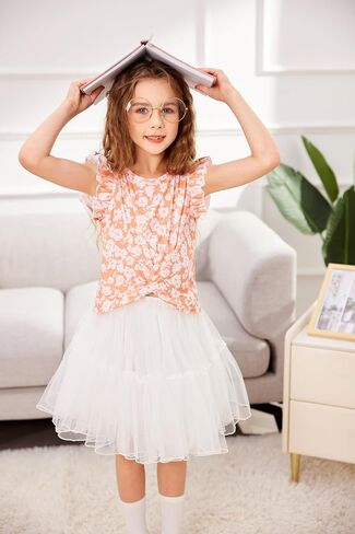 Arshiner Toddler Girl 2 Piece Short Sets Baby Girls Floral-Print Clothes Twist Front Top and Short with Pocket Summer Outfits in Saudi Arabia