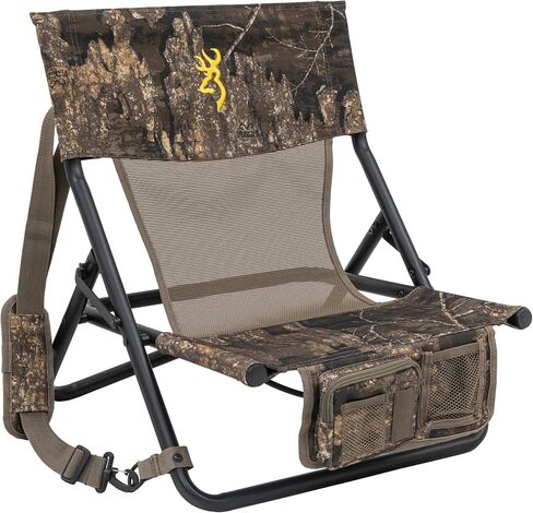 Browning Low-Profile Woodland Hunting Chair with Flat-Folding Design, Durable Steel Frame, Hanging Call Organizer Pocket, and Padded Shoulder Carry Strap in Saudi Arabia
