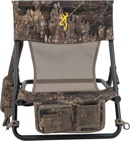 Browning Low-Profile Woodland Hunting Chair with Flat-Folding Design, Durable Steel Frame, Hanging Call Organizer Pocket, and Padded Shoulder Carry Strap in Saudi Arabia