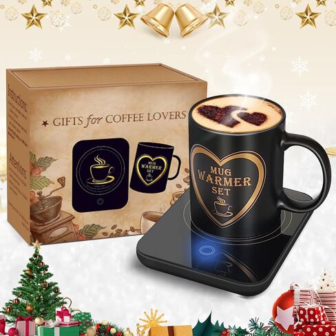 Coffee Mug Warmer Set with Mug, Coffee Mug Cup Warmer for Desk with Auto Shut Off-Coffee Gifts in Saudi Arabia
