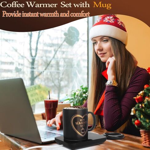 Coffee Mug Warmer Set with Mug, Coffee Mug Cup Warmer for Desk with Auto Shut Off-Coffee Gifts in Saudi Arabia