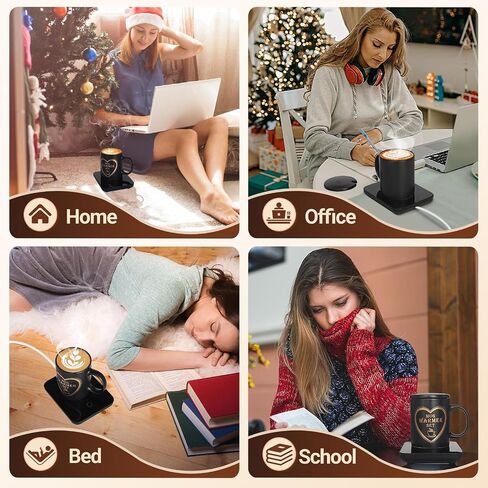 Coffee Mug Warmer Set with Mug, Coffee Mug Cup Warmer for Desk with Auto Shut Off-Coffee Gifts in Saudi Arabia