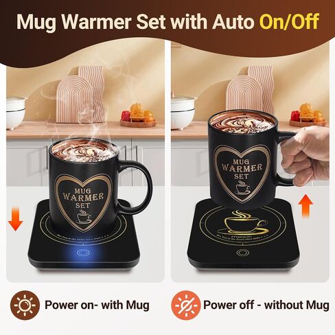 Coffee Mug Warmer Set with Mug, Coffee Mug Cup Warmer for Desk with Auto Shut Off-Coffee Gifts in Saudi Arabia