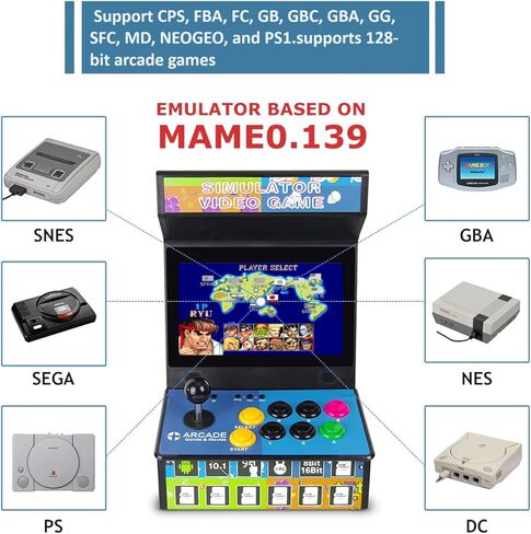 Handheld Arcade Game Console -10 Inch Mini Arcade Machine Cabinet - Classics Mini Player -Retro Games Included -Tabletop and Bartop Support for TV Output, Birthday Present Gift for Kids in Kuwait