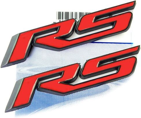2X OEM كروم Rs R S شعارات شارات ملصق شعار ثلاثي الأبعاد Allloy لسلسلة كامارو كروم أحمر in Kuwait
