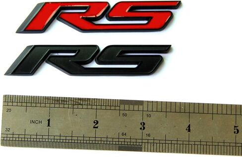 2X OEM كروم Rs R S شعارات شارات ملصق شعار ثلاثي الأبعاد Allloy لسلسلة كامارو كروم أحمر in Kuwait