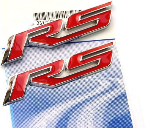 2X OEM كروم Rs R S شعارات شارات ملصق شعار ثلاثي الأبعاد Allloy لسلسلة كامارو كروم أحمر in Kuwait