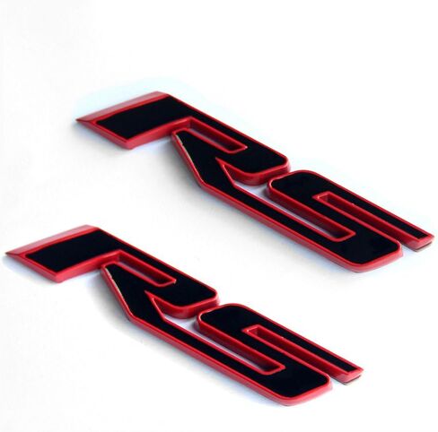 2X OEM كروم Rs R S شعارات شارات ملصق شعار ثلاثي الأبعاد Allloy لسلسلة كامارو كروم أحمر in Kuwait