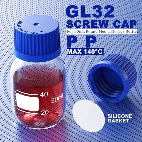غطاء لولبي من مادة البولي بروبيلين PBT GL25 GL32 GL45 مع حلقة صب وحشية سيليكون لزجاجة الوسائط (GL32 PP 5PCS) in Kuwait