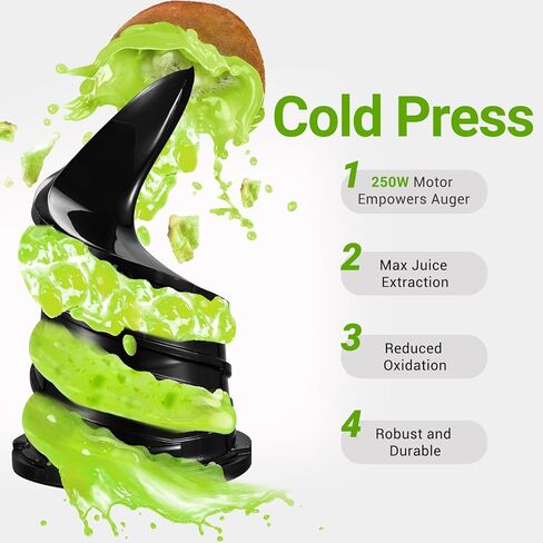 آلات عصارة AMZCHEF، عصارة مضغ ذاتية التغذية مقاس 5.3 بوصة تناسب الفواكه والخضروات الكاملة، آلات عصارة كهربائية بالضغط البارد ذات إنتاجية عالية للعصير، سهلة التنظيف، خالية من مادة BPA، 250 وات in Kuwait