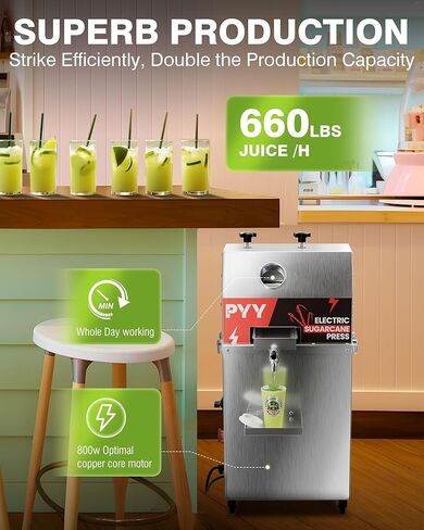 Sugar Cane Juicer Machine, Commercial Electric 3-Rollers Sugarcane Juice Press Stainless Steel Extractor, Guarapera de Caña de Azúcar Eléctrica with Cleaning Brush, 2 Peelers, 16*13*28 IN,110V in Saudi Arabia