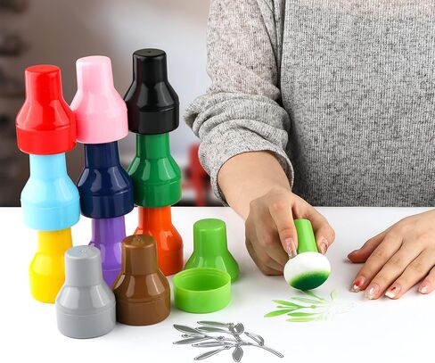 BAOFALI 24 Pcs/Set Ink Applicator with Storage Cases,Inking Sponge,12 Colors Watercolors Paper PouncersTool for Direct Ink Application on Intricate Die Cuts, Stencils in Saudi Arabia