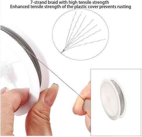 Beading Wire for Jewelry Making, 28-Gauge Thin Metal Wire Bracelet Making Wire 141 FT Stainless Steel Wire in Kuwait