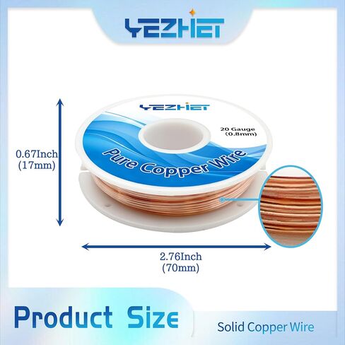 99.9% Solid Bare Copper Wire(20 Gauge, 66Ft), Dead Soft, 0.22 Pound Spool Pure Copper Wire for Crafts, Jewelry Making, Electroculture Gardening in Saudi Arabia