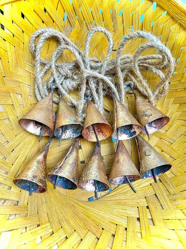 خمر أجراس القصدير الهندي ريفي الرنين خمر جلجل جرس أجراس البقر شجرة عيد الميلاد الحرف الديكور 4 سم مجموعة من 10 أجراس in Kuwait