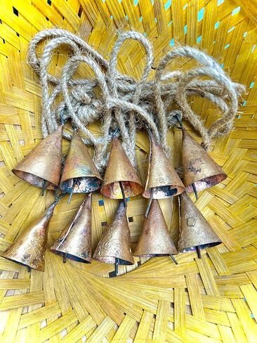 خمر أجراس القصدير الهندي ريفي الرنين خمر جلجل جرس أجراس البقر شجرة عيد الميلاد الحرف الديكور 4 سم مجموعة من 10 أجراس in Kuwait