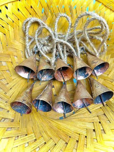 خمر أجراس القصدير الهندي ريفي الرنين خمر جلجل جرس أجراس البقر شجرة عيد الميلاد الحرف الديكور 4 سم مجموعة من 10 أجراس in Kuwait