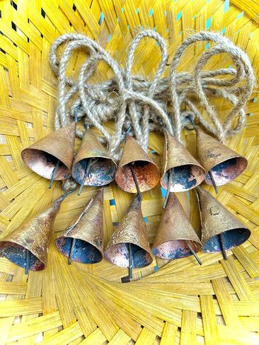 خمر أجراس القصدير الهندي ريفي الرنين خمر جلجل جرس أجراس البقر شجرة عيد الميلاد الحرف الديكور 4 سم مجموعة من 10 أجراس in Kuwait