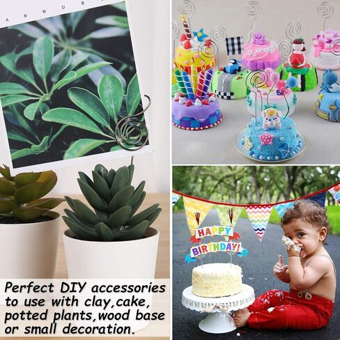 H&W 50pcs 4.7''L حلقة حلقة شكل دائري DIY حرفة سلك كليب الجدول حاملي بطاقات ملاحظة صورة صورة مذكرة حامل معدني المشبك لحفل عيد ميلاد مكتب DIY كعكة توبر (WE5-D1) in Kuwait