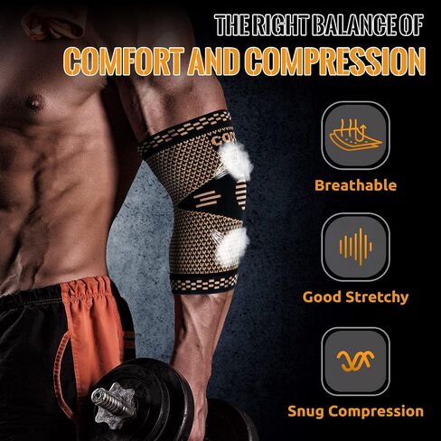 Copper Elbow Sleeve,Elbow Compression Sleeve, Elbow Brace For Tendonitis and Tennis Elbow,Golfers, Arthritis, Bursitis. Elbow Pain Relief,Weightlifting, Fit for Men & Women in Saudi Arabia