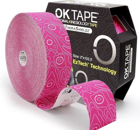 إصدار ممتد من شريط علم الحركة OK TAPE، شريط رياضي مرن أصلي - شرائط طويلة بطول 2 بوصة × 103 قدم - خالية من اللاتكس، قابلة للتنفس، احترافية للرياضيين الرياضيين في العلاج الطبيعي (أسود) in Kuwait