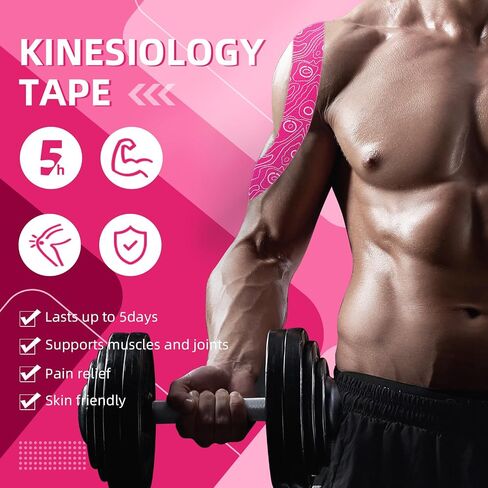 إصدار ممتد من شريط علم الحركة OK TAPE، شريط رياضي مرن أصلي - شرائط طويلة بطول 2 بوصة × 103 قدم - خالية من اللاتكس، قابلة للتنفس، احترافية للرياضيين الرياضيين في العلاج الطبيعي (أسود) in Kuwait