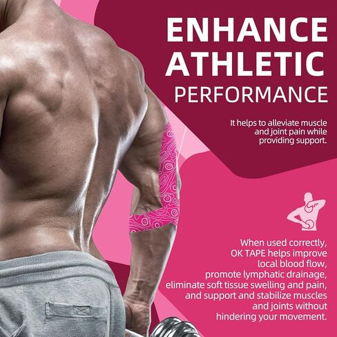 إصدار ممتد من شريط علم الحركة OK TAPE، شريط رياضي مرن أصلي - شرائط طويلة بطول 2 بوصة × 103 قدم - خالية من اللاتكس، قابلة للتنفس، احترافية للرياضيين الرياضيين في العلاج الطبيعي (أسود) in Kuwait