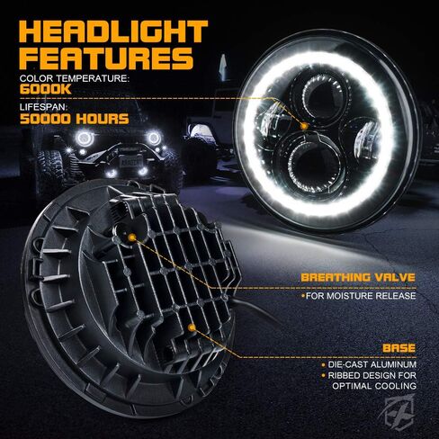 مصابيح أمامية Xprite مقاس 7 بوصات RGB Halo LED ومصابيح ضباب LED كومبو مقاس 4 بوصات مجموعة مصابيح أمامية مزدوجة التحكم RGB متوافقة مع 2007-2018 Jeep Wrangler JK JKU، معتمدة من DOT in Kuwait