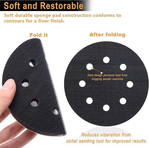 5 Pack 6 Inch 25 Holes Hook and Loop Interface Pads for Orbital Sander | Soft Density Sponge, Buffer Cushion Backing Pads, Foam Sanding Interface Pads for Automotive Woodworking Polishing in Saudi Arabia