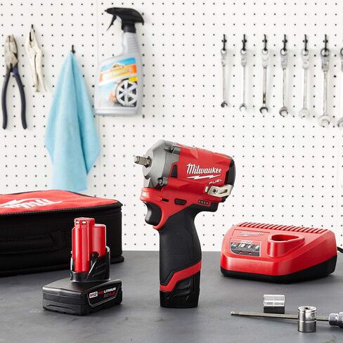 Milwaukee 2554-22 M12 FUEL Stubby 3/8 in. Impact Wrench Kit (2 Ah/4 Ah) in Saudi Arabia